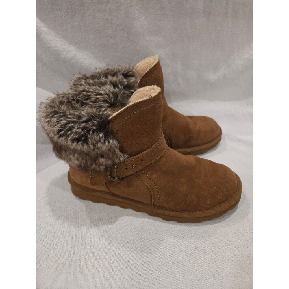 Bearpaw Koko Suede Faux Fur Ankle Boots Hickory Brown Size 9